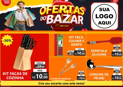 Modelo de Encarte para Encarte A4 Horizontal com o tema Ofertas do Bazar para Utilidades Domésticas