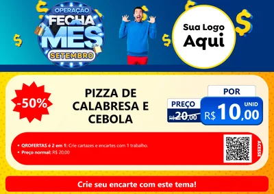 Modelo de Cartaz para Cartaz A4 Horizontal com o tema Operação Fecha Mês Setembro para Pizzaria