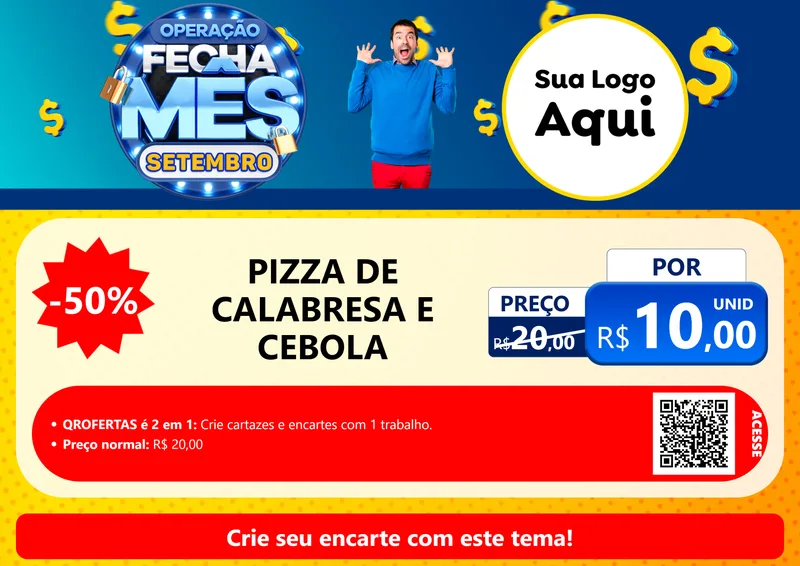 Modelo de Cartaz para Cartaz A4 Horizontal com o tema Operação Fecha Mês Setembro para Pizzaria