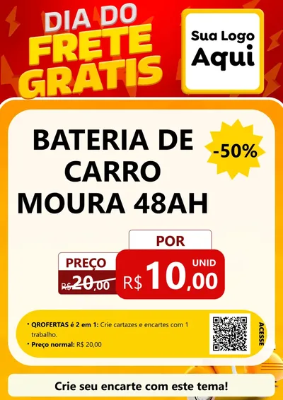 Modelo de Cartaz para Cartaz A4 Vertical com o tema Dia do Frete Grátis para Baterias Elétricas