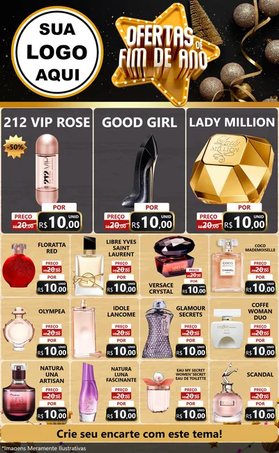 Modelo de Encarte para Encarte Grande com o tema Ofertas de Fim de Ano para Perfumes