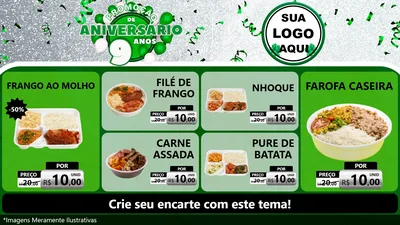 Modelo de TV para TV Horizontal com o tema Promoção de Aniversário - 9 Anos para Restaurante
