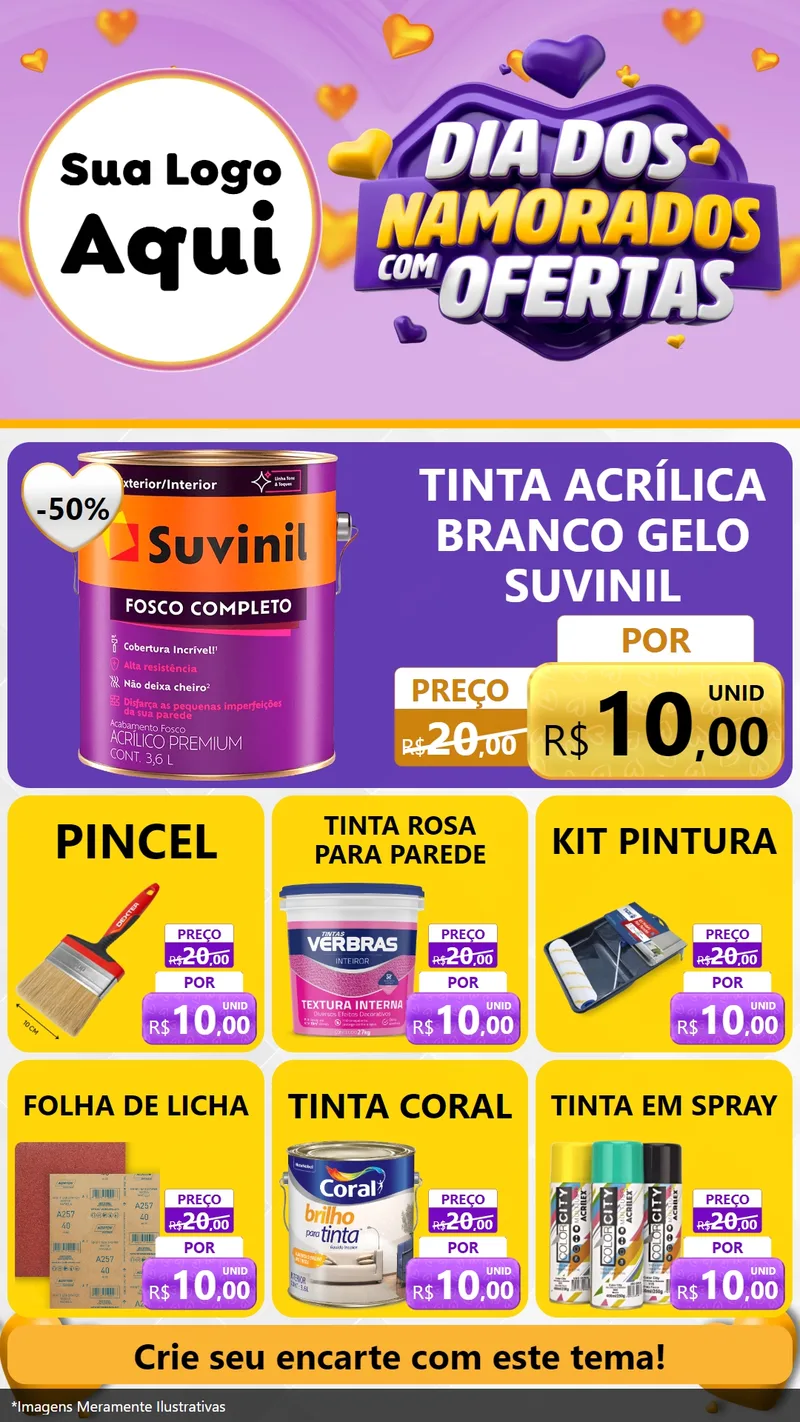Modelo de Rede Social para Stories com o tema Dia Dos Namorados Com Ofertas para Tintas e Ferramentas