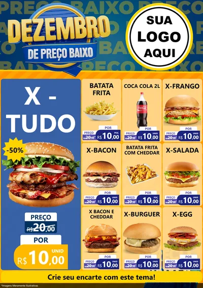 Modelo de Encarte para Encarte A4 Vertical com o tema Dezembro de Preço Baixo para Hamburgueria