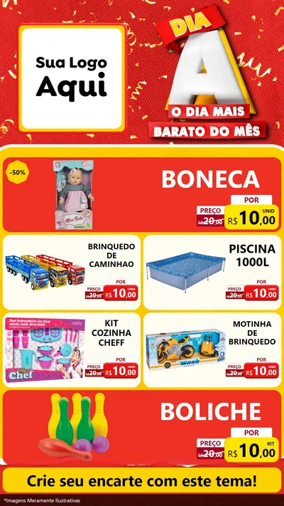 Modelo de TV para TV Vertical com o tema Dia A o Dia Mais Barato do Mês para Brinquedos