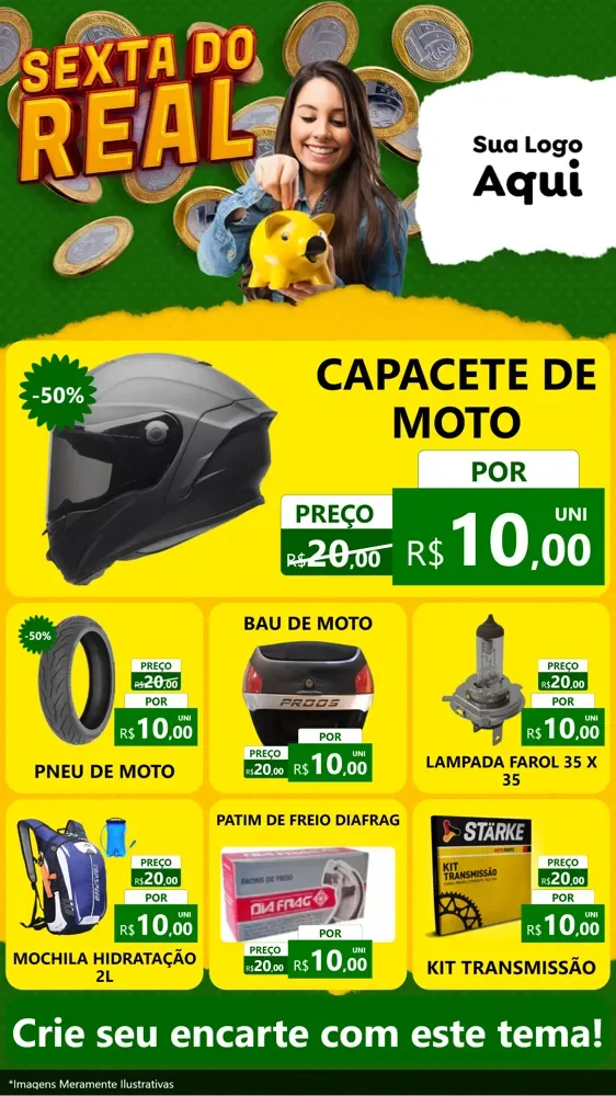 Modelo de Rede Social para Stories com o tema Sexta do Real para Moto peças