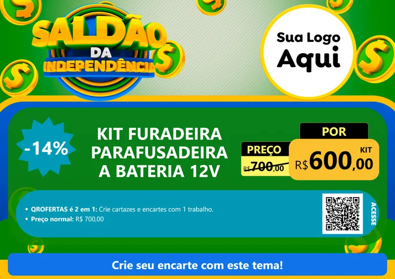 Modelo de Cartaz para Cartaz A4 Horizontal com o tema Saldão da Indepêndencia para Maquinas e Ferramentas