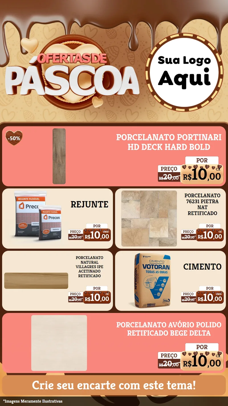 Modelo de TV para TV Vertical com o tema Ofertas de Páscoa para Pisos e revestimentos