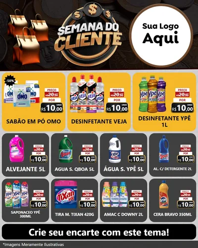 Modelo de Rede Social para Feed Instagram com o tema Semana do Cliente para Produtos de Limpeza
