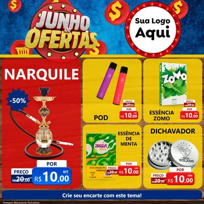Modelo de Rede Social para Feed Facebook com o tema Junho de Ofertas para Tabacaria