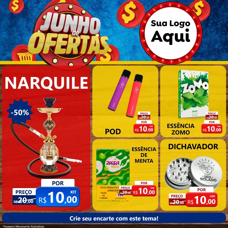 Modelo de Rede Social para Feed Facebook com o tema Junho de Ofertas para Tabacaria