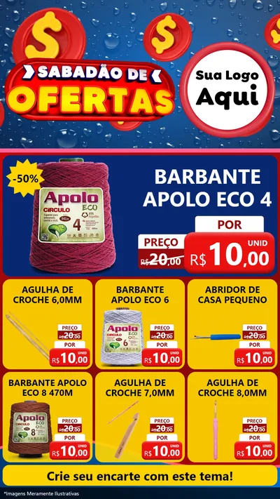 Modelo de Rede Social para Stories com o tema Sabadão de Ofertas para Armarinho e Aviamentos