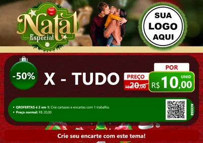 Modelo de Cartaz para Cartaz A4 Horizontal com o tema Natal Especial para Hamburgueria