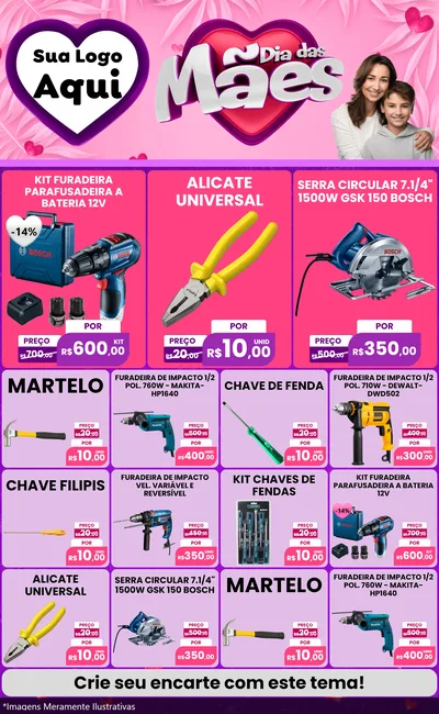 Modelo de Encarte para Encarte Grande com o tema Dia das Mães para Maquinas e Ferramentas