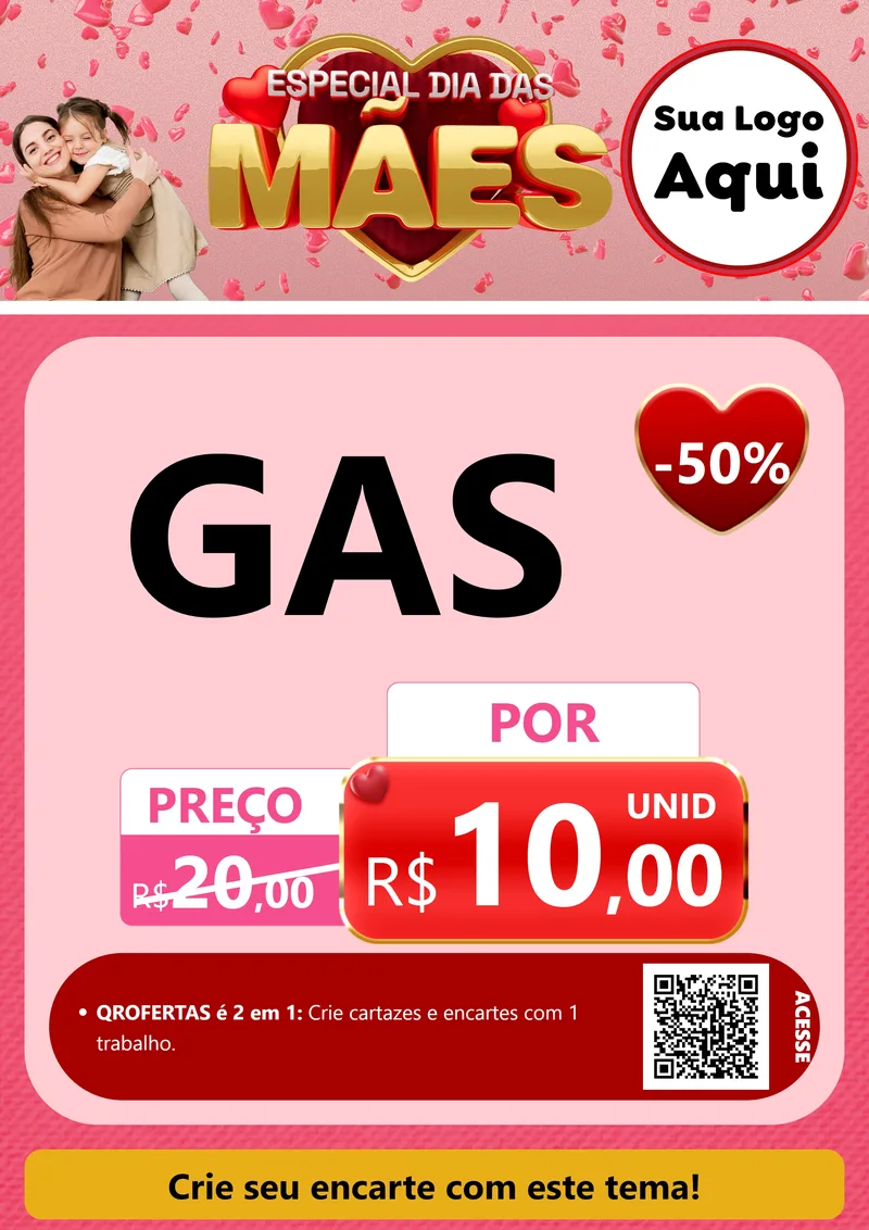 Modelo de Cartaz para Cartaz A4 Vertical com o tema Especial Dia Das Mães para Água e gás