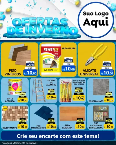 Modelo de Rede Social para Feed Instagram com o tema Ofertas de Inverno para Material para Construção