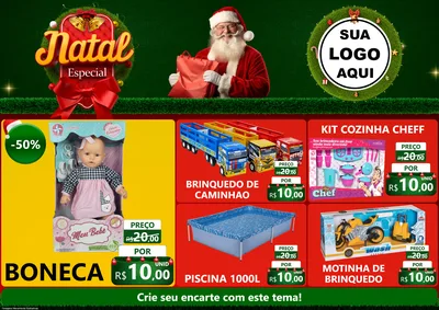 Modelo de Encarte para Encarte A4 Horizontal com o tema Natal Especial para Brinquedos