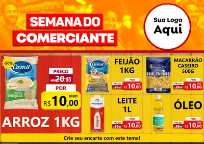 Modelo de Encarte para Encarte A4 Horizontal com o tema Semana do Comerciante para Supermercado