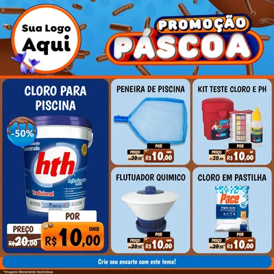 Modelo de Rede Social para Feed Facebook com o tema Promoção Páscoa para Produtos para Piscina