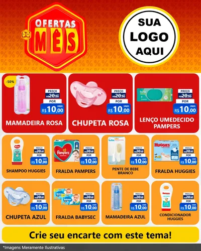 Modelo de Rede Social para Feed Instagram com o tema Ofertas do Mês para Bebês