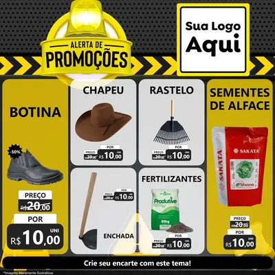 Modelo de Rede Social para Feed Facebook com o tema Alerta de Promoções para Agropecuária