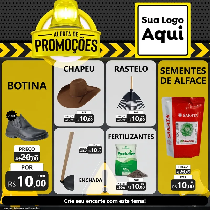Modelo de Rede Social para Feed Facebook com o tema Alerta de Promoções para Agropecuária