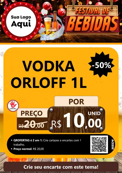 Modelo de Cartaz para Cartaz A4 Vertical com o tema Festival de Bebidas para Distribuidora de bebidas