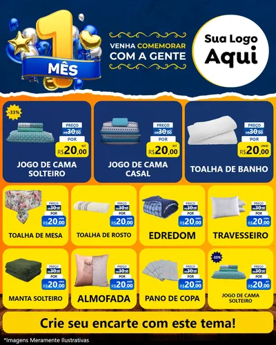 Modelo de Rede Social para Feed Instagram com o tema Um Mês de Aniversário para Cama, Mesa e Banho
