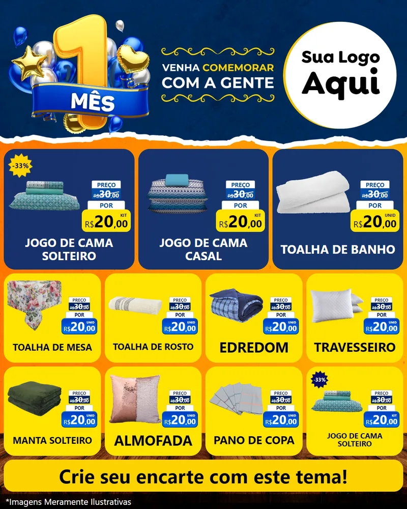 Modelo de Rede Social para Feed Instagram com o tema Um Mês de Aniversário para Cama, Mesa e Banho