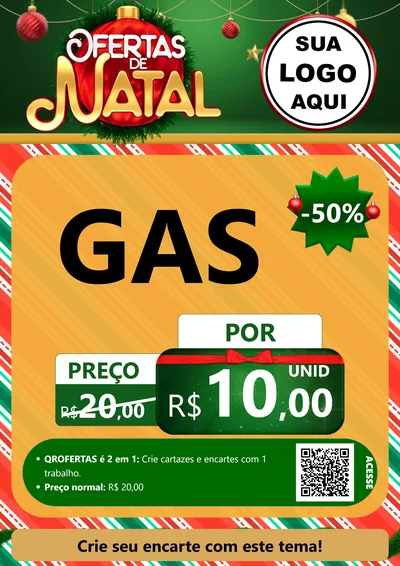 Modelo de Cartaz para Cartaz A4 Vertical com o tema Ofertas de Natal para Água e gás