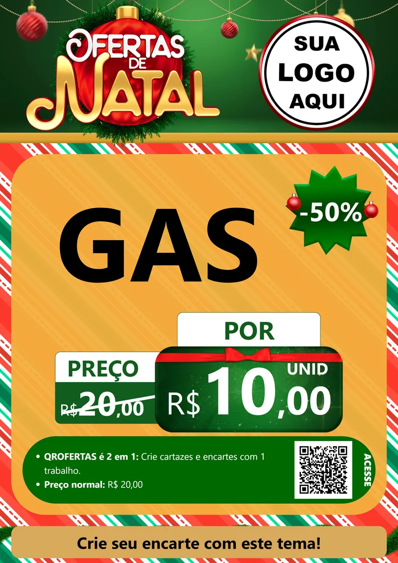Modelo de Cartaz para Cartaz A4 Vertical com o tema Ofertas de Natal para Água e gás