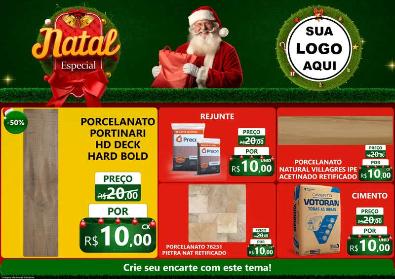 Modelo de Encarte para Encarte A4 Horizontal com o tema Natal Especial para Pisos e revestimentos