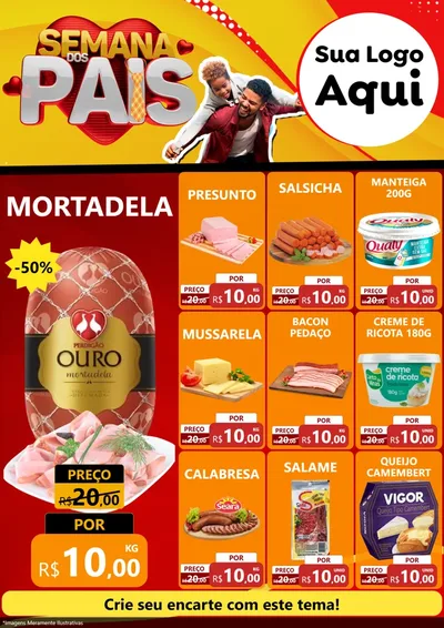 Modelo de Encarte para Encarte A4 Vertical com o tema Semana Dos Pais para Frios e Laticínios