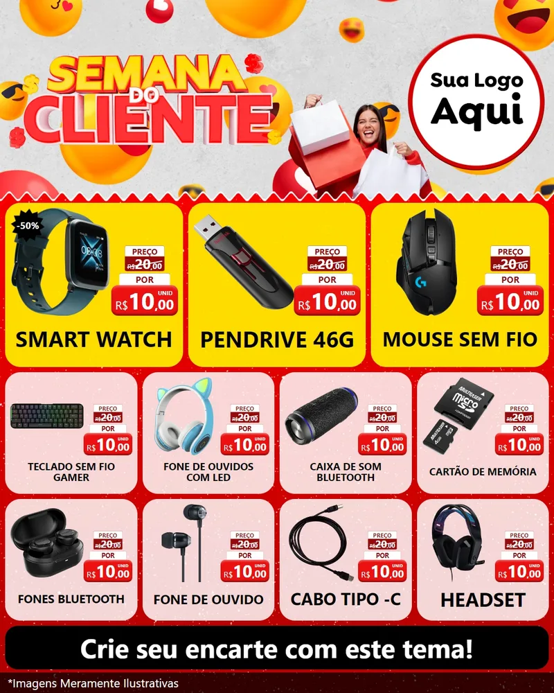 Modelo de Rede Social para Feed Instagram com o tema Semana do Cliente para Informática
