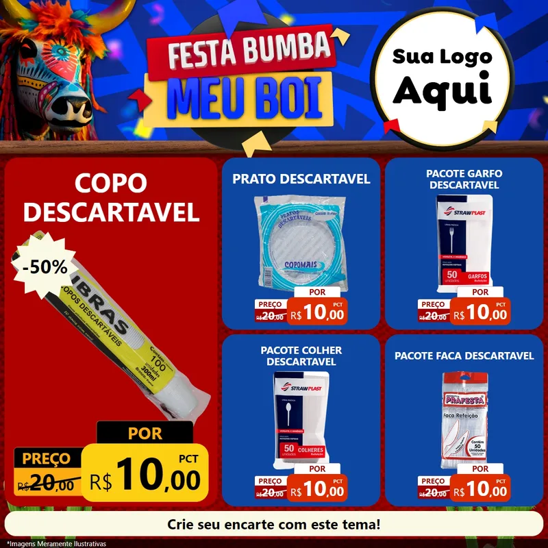 Modelo de Rede Social para Feed Facebook com o tema Festa Bumba meu Boi para Embalagens