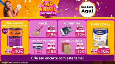 Modelo de TV para TV Horizontal com o tema Carnaval de Ofertas para Tintas e Ferramentas