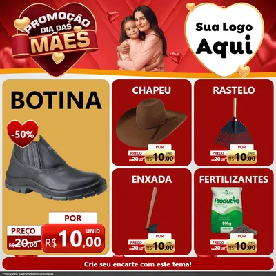 Modelo de Rede Social para Feed Facebook com o tema Promoção Dia das Mães para Agropecuária