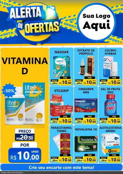 Modelo de Encarte para Encarte A4 Vertical com o tema Alerta de Ofertas para Farmácia