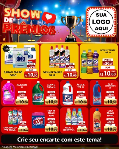 Modelo de Rede Social para Feed Instagram com o tema Show de Prêmios para Produtos de Limpeza