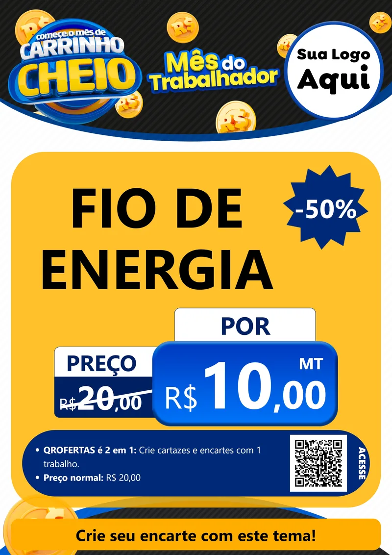 Modelo de Cartaz para Cartaz A4 Vertical com o tema Comece o Mês de Carrinho Cheio para Materiais Elétricos