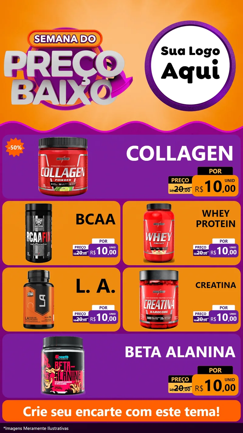 Modelo de TV para TV Vertical com o tema Semana do Preço Baixo para Suplementos alimentares