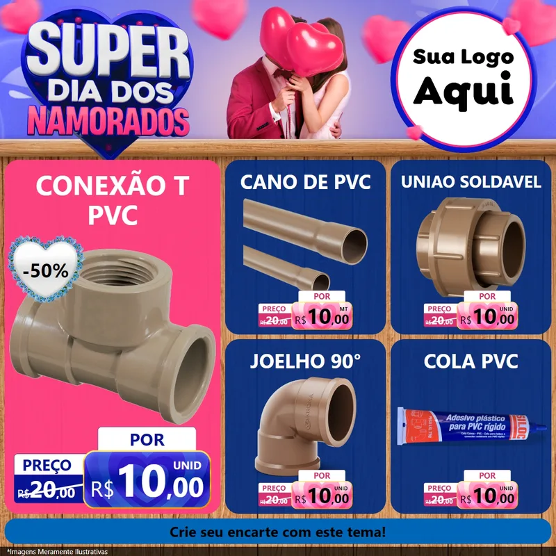 Modelo de Rede Social para Feed Facebook com o tema Super Dia dos Namorados para Tubos e conexões
