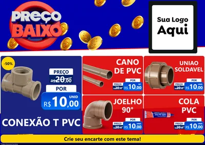 Modelo de Encarte para Encarte A4 Horizontal com o tema Preço Baixo para Tubos e conexões