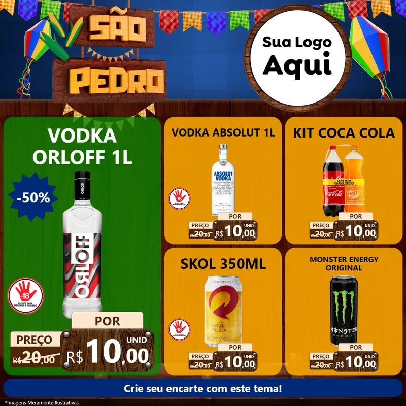 Modelo de Rede Social para Feed Facebook com o tema São Pedro para Distribuidora de bebidas