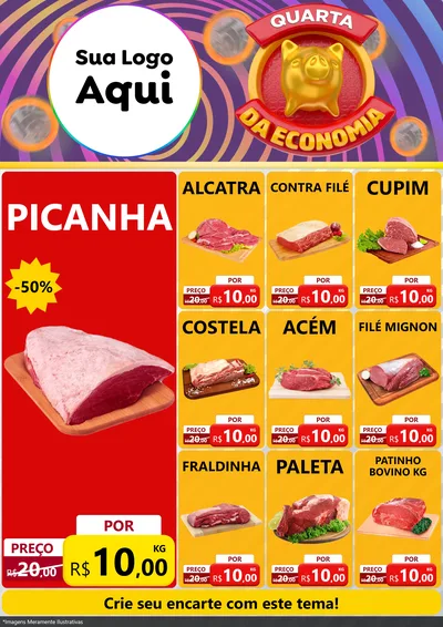 Modelo de Encarte para Encarte A4 Vertical com o tema Quarta da Economia para Açougue