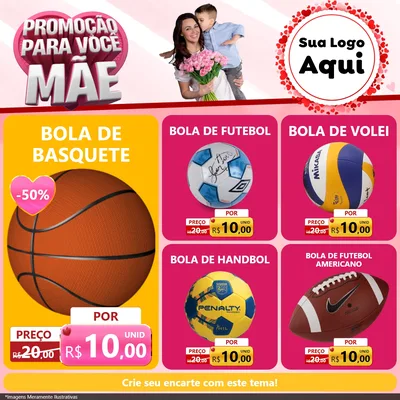 Modelo de Rede Social para Feed Facebook com o tema Promoção Para Você Mãe para Artigos Esportivos