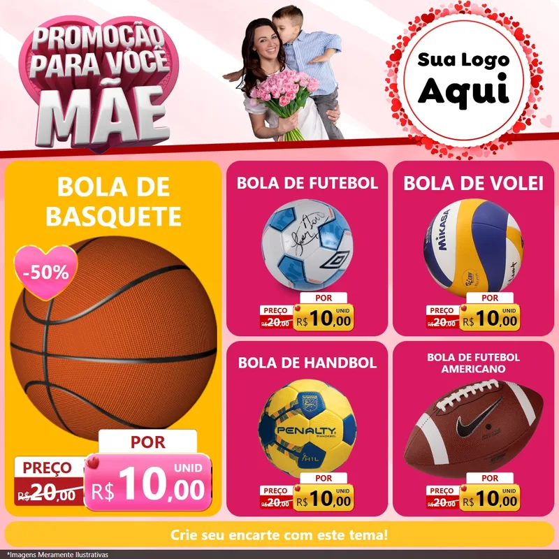 Modelo de Rede Social para Feed Facebook com o tema Promoção Para Você Mãe para Artigos Esportivos
