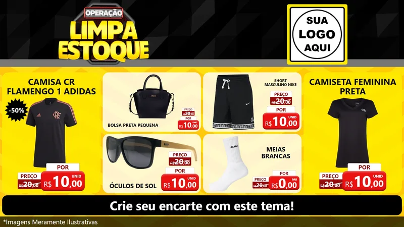 Modelo de TV para TV Horizontal com o tema Operação Limpa Estoque para Roupas e acessórios