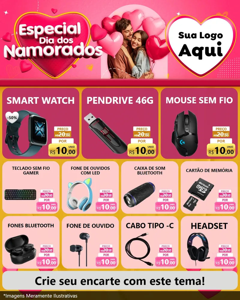 Modelo de Rede Social para Feed Instagram com o tema Especial Dia dos Namorados para Informática