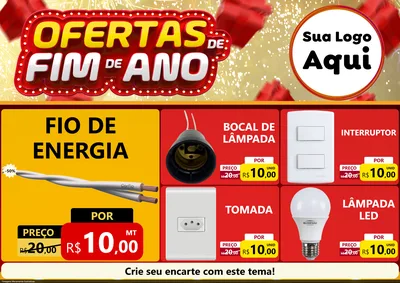 Modelo de Encarte para Encarte A4 Horizontal com o tema Ofertas de Fim de Ano para Materiais Elétricos